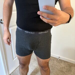 Calvin Klein Dark Gray Boxer Briefs with Branded Waistband